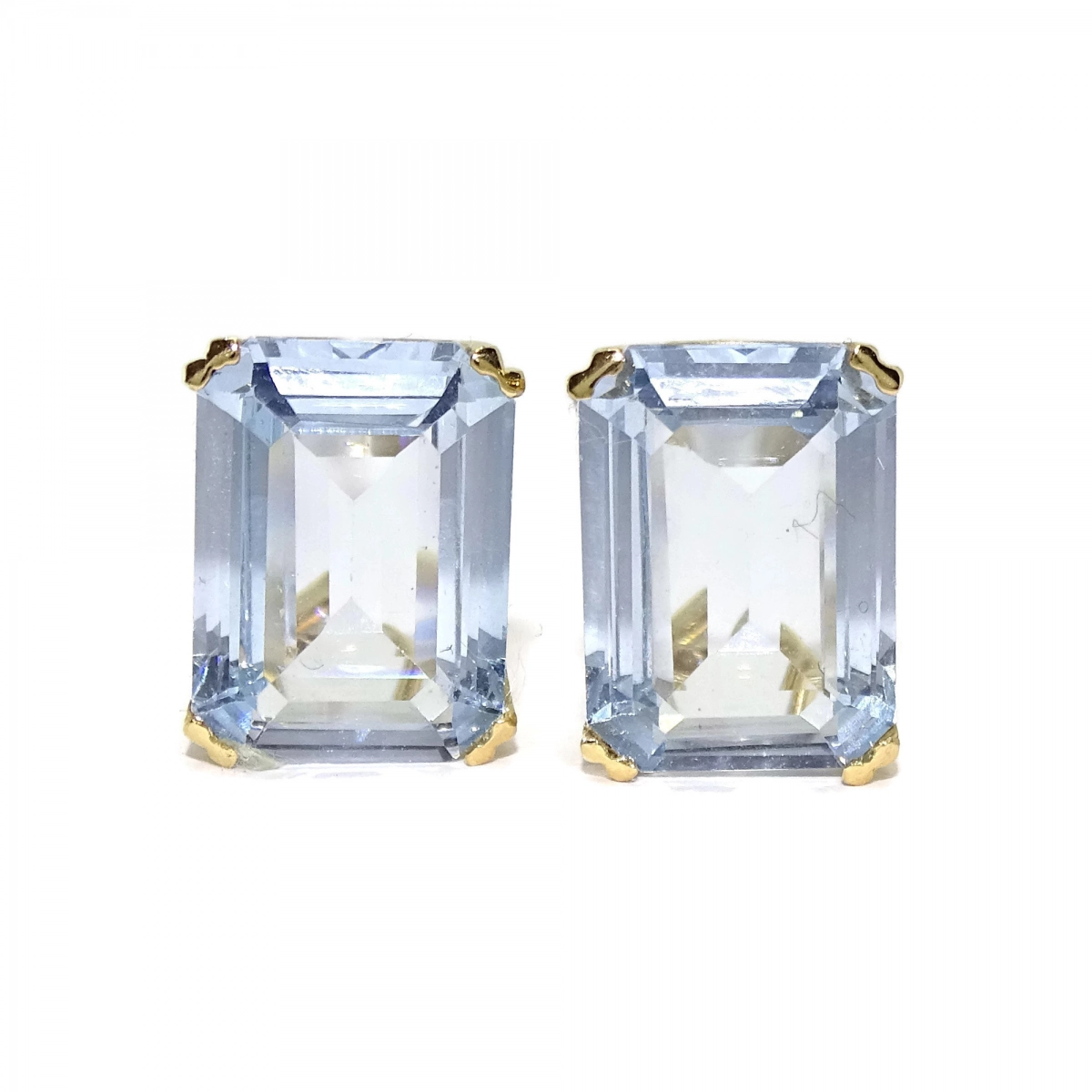 EARRINGS OF YELLOW GOLD OF 18KTES WITH 2 ZIRCONS BLUE 1.4 CM HIGH BY 1.00 INCHES WIDE Never say never