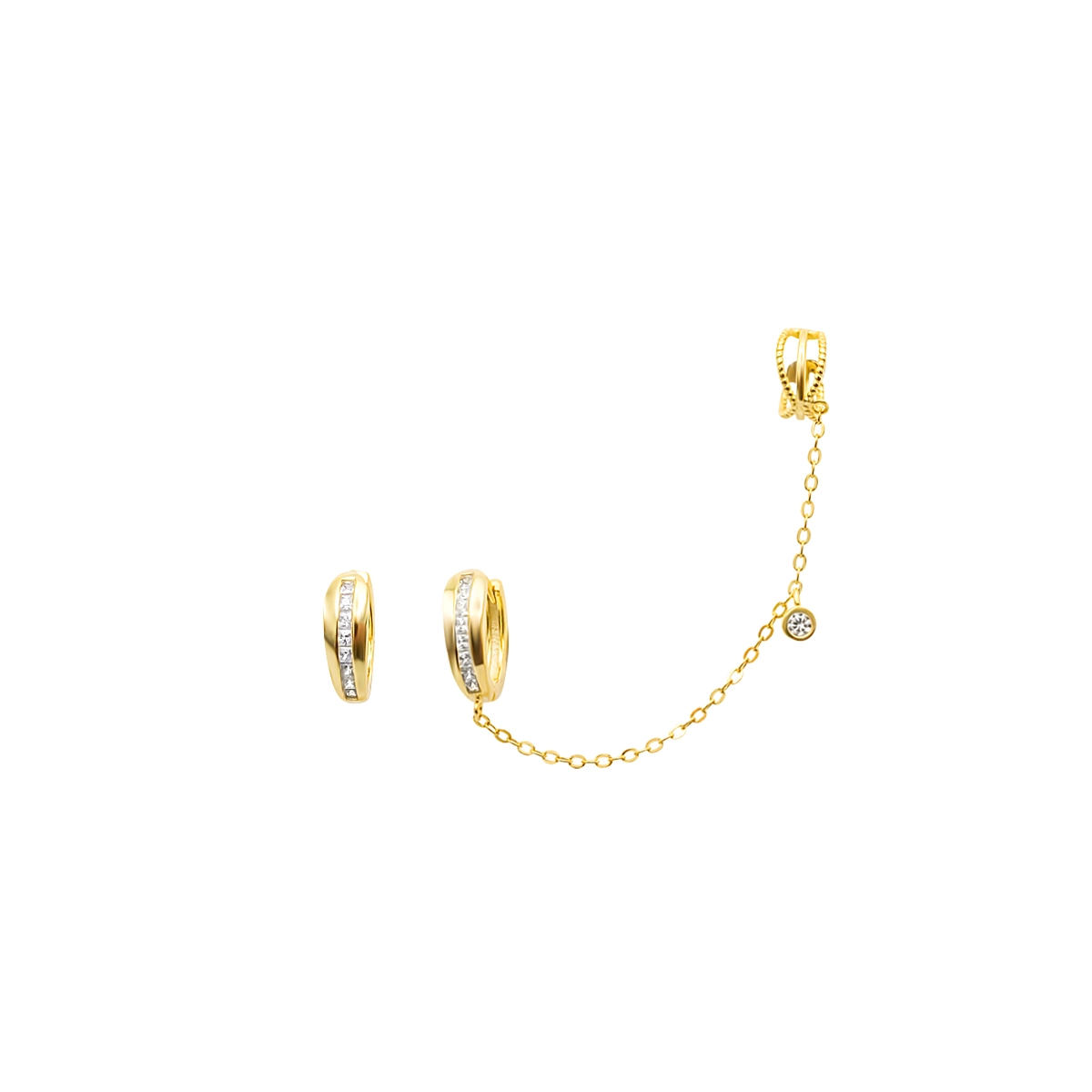 Pendientes Ear Cuff Chain Crossed Plata Baño Oro Hekka RE0126-G