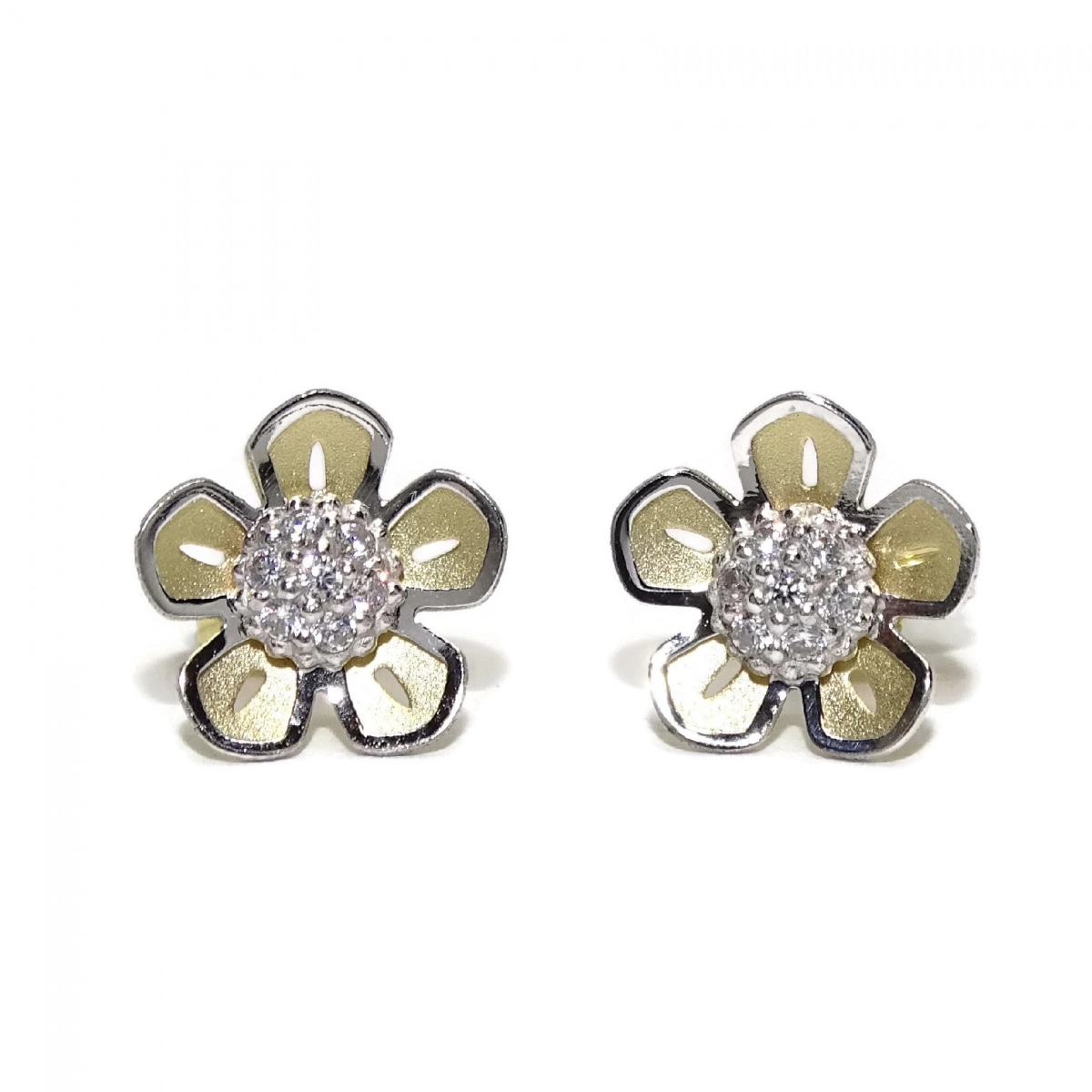 EARRING SPECIAL  MY FIRST COMMUNION  OF YELLOW GOLD AND WHITE GOLD 18KTES WITH ZIRCONS. NEVER SAY NEVER
