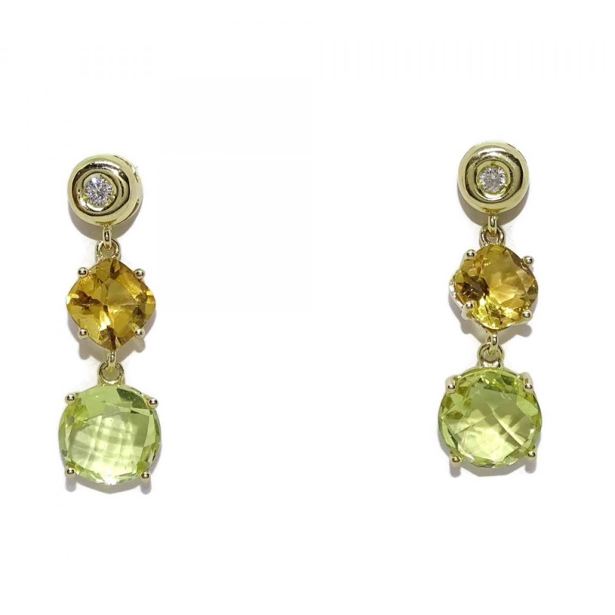 OUTSTANDING UNIQUE YELLOW GOLD 0.10 CTS OF DIAMONDS AND FINE STONES, CITRINE AND QUARTZ LIMON NEVER SAY NEVER