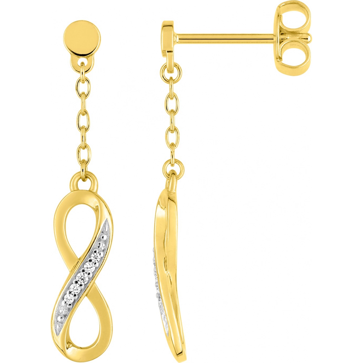 Earrings pair cz & rhod g.pl.Brass Lua Blanca  CUZC01G 