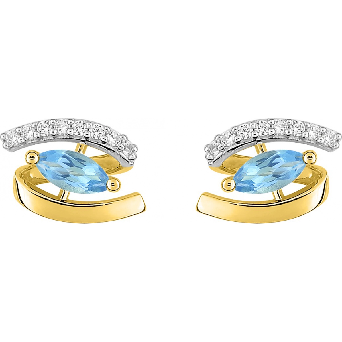 Earrings pair w. tr blue top and rhod 18K YG  Lua Blanca  28A713BTZ.0