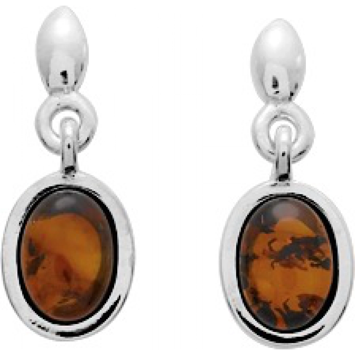 Earrings pair w. amber rh925 Silver  Lua Blanca  305792.0
