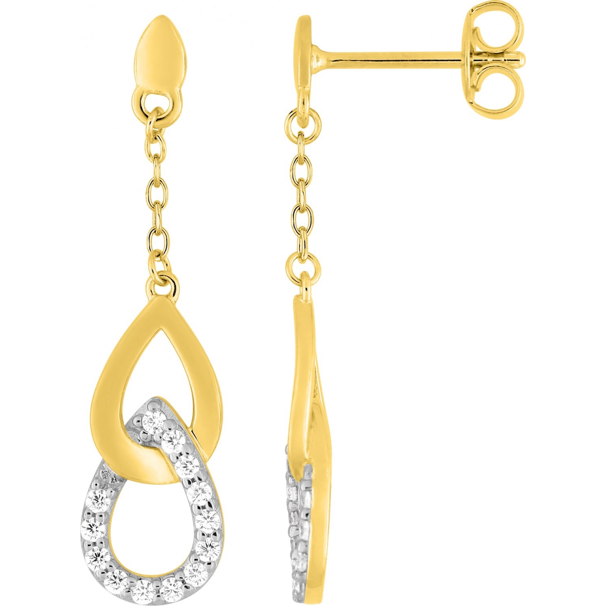 Earrings pair w. cz gold plated Brass Lua Blanca  CUZW63G 