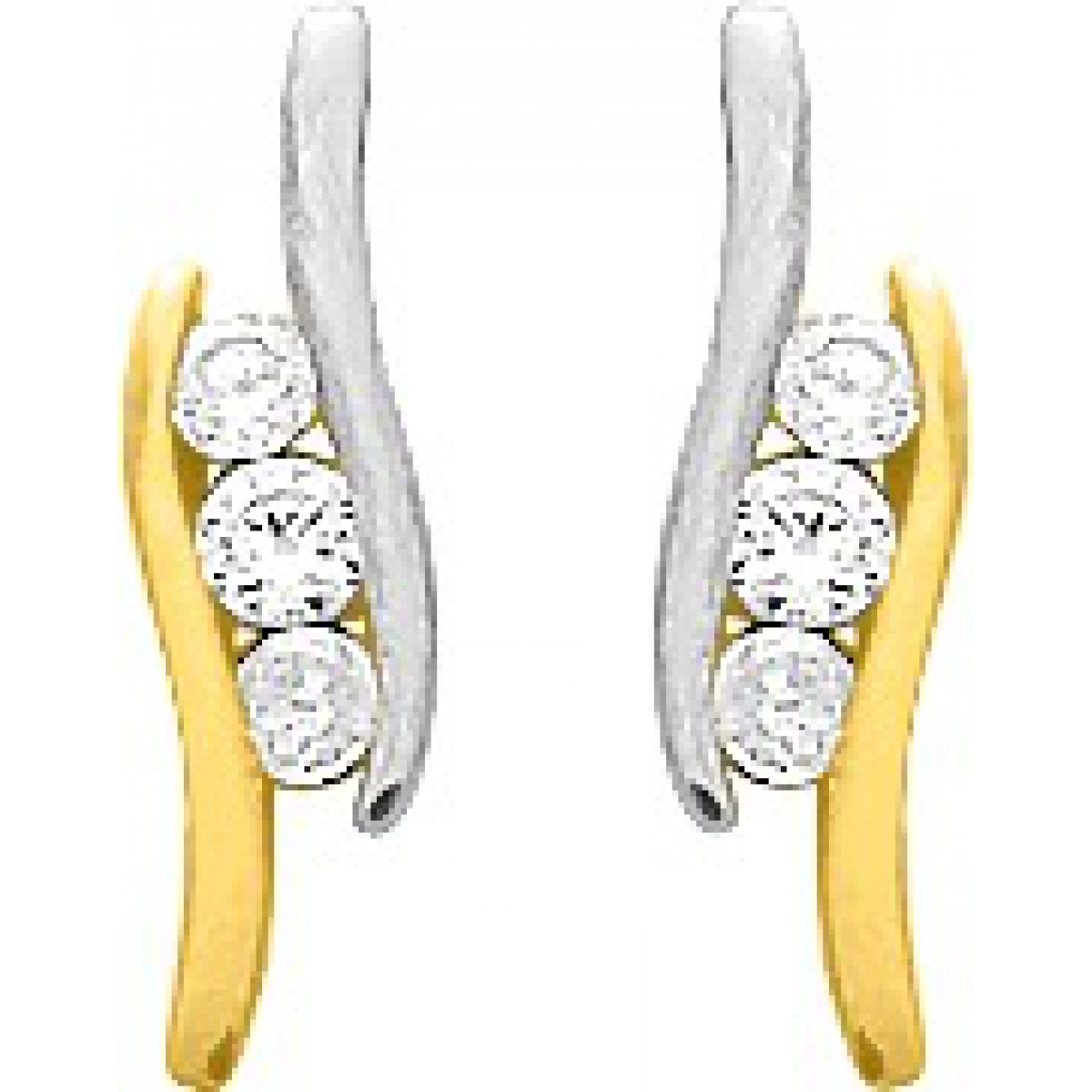 Earrings pair w. cz rh18K YG Lua Blanca  2.028.Z3.0
