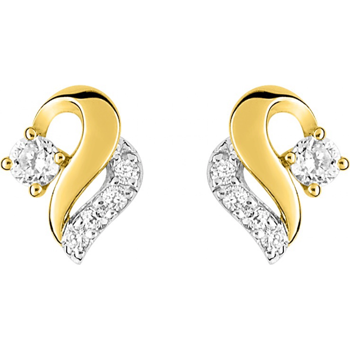 Earrings pair w. cz rh18K YG Lua Blanca  28SH98BZ.0