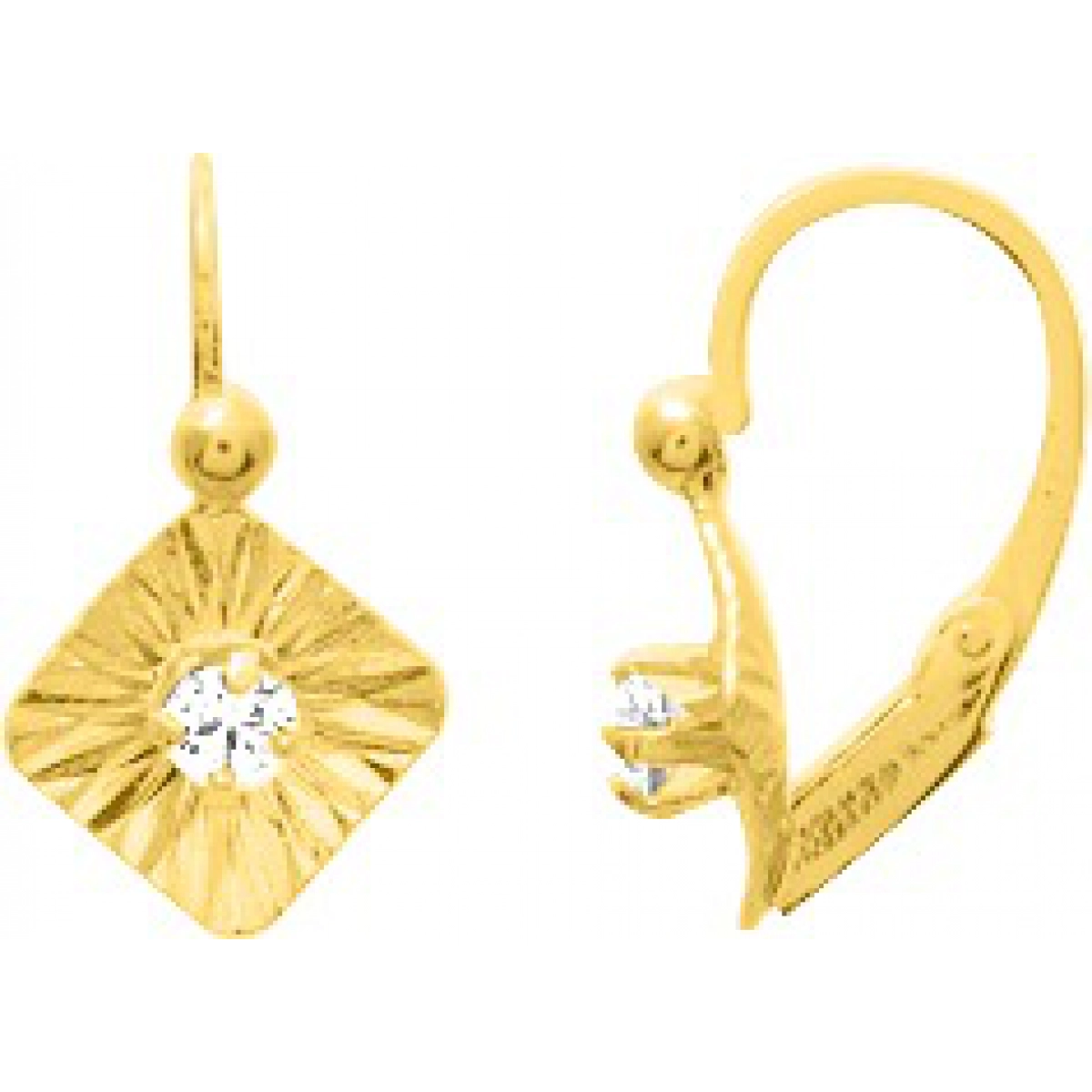 Earrings pair w. cz 18K YG  Lua Blanca  8061Z.0