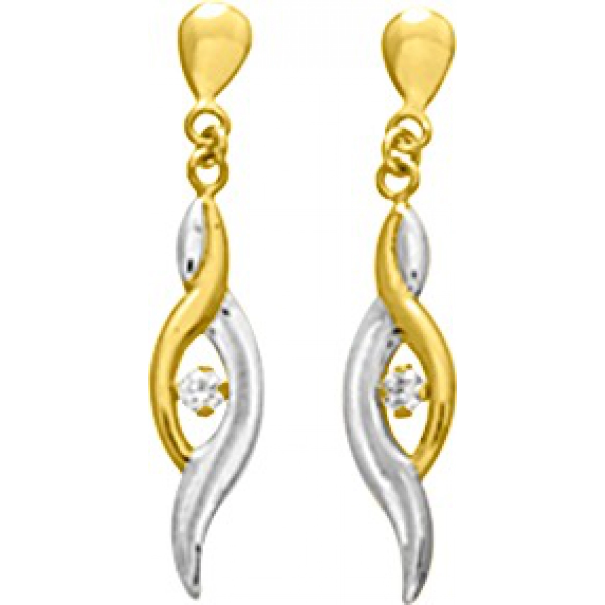 Earrings pair w. cz 18K YG  Lua Blanca  8365Z.0