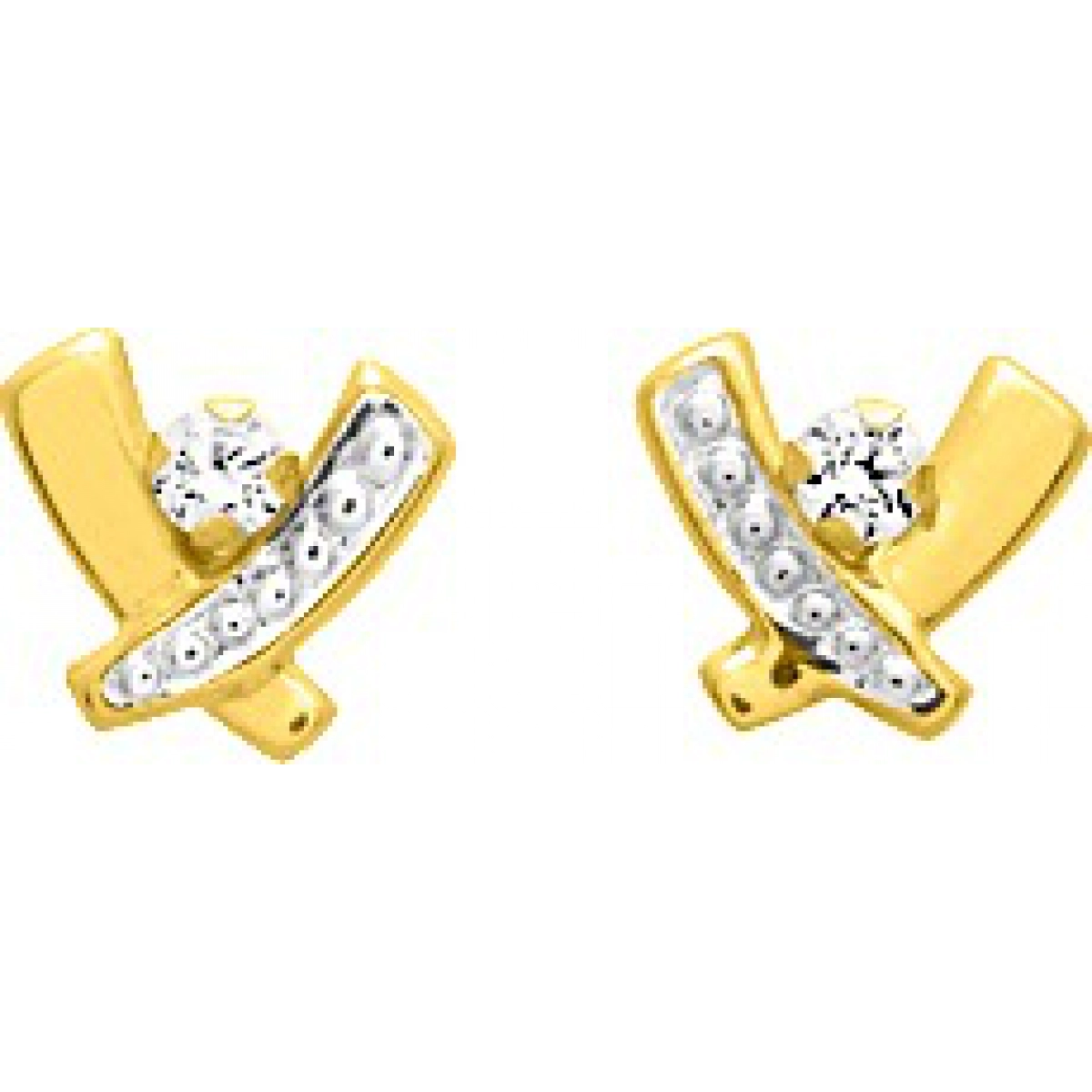 Earrings pair w. cz 18K YG  Lua Blanca  8368Z.0