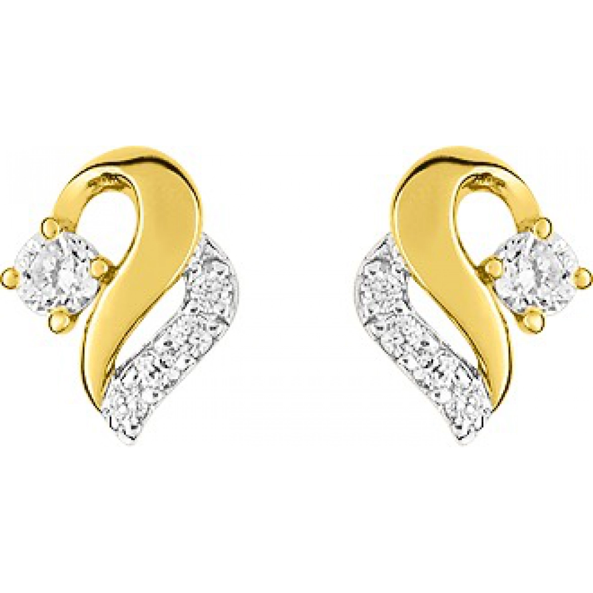Earrings pair w. cz 9K 2TG Lua Blanca  29SH98BZ.0