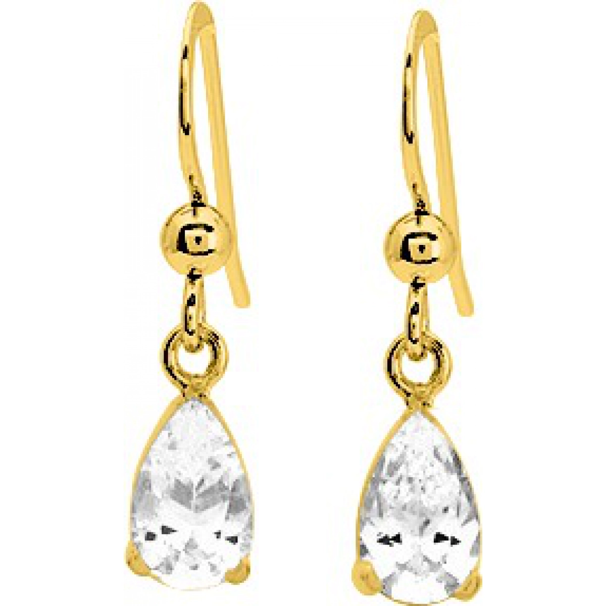 Earrings pair w. cz gold plated Brass  Lua Blanca  105540.1.0