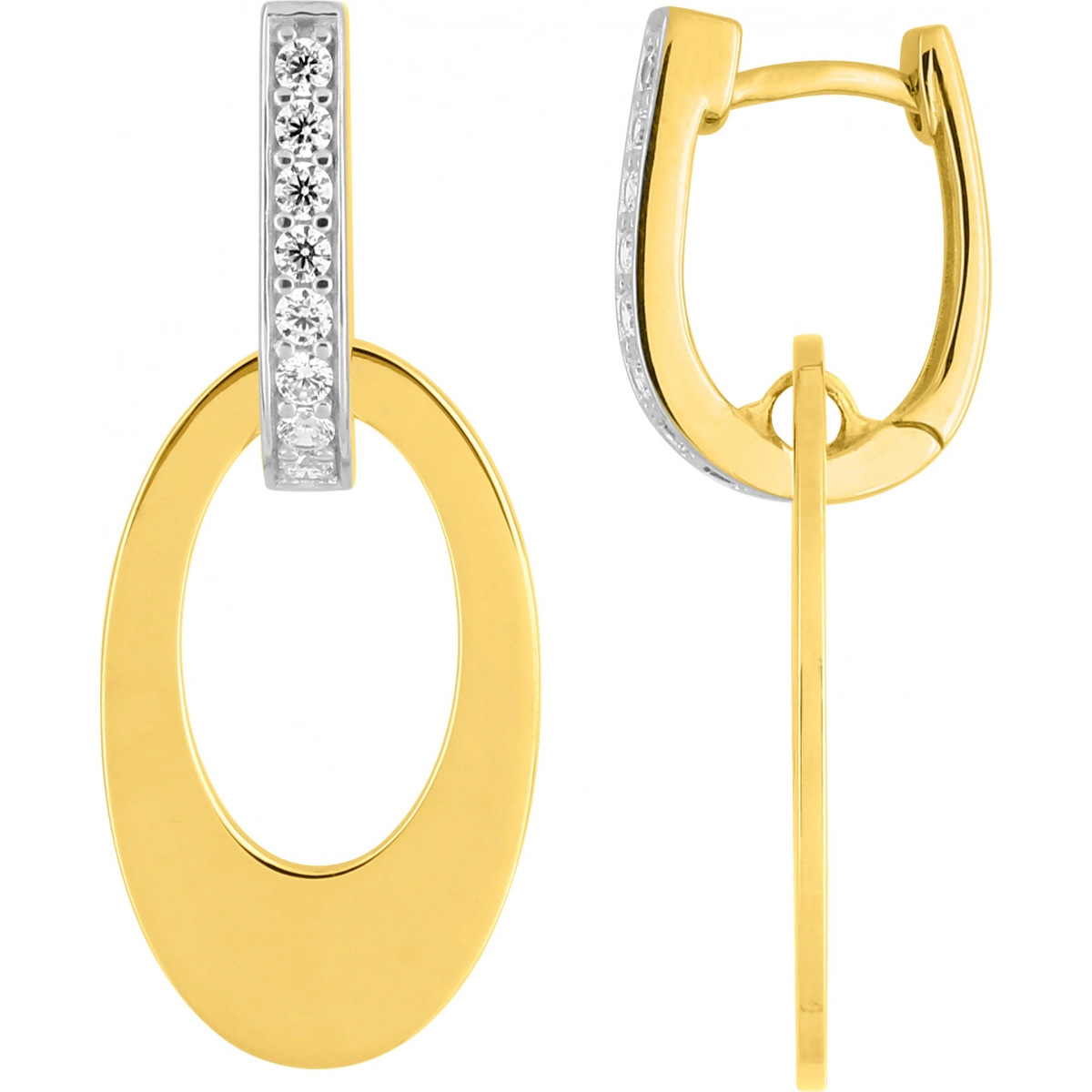 Earrings pair w. cz gold plated Brass Lua Blanca  135957.1.0