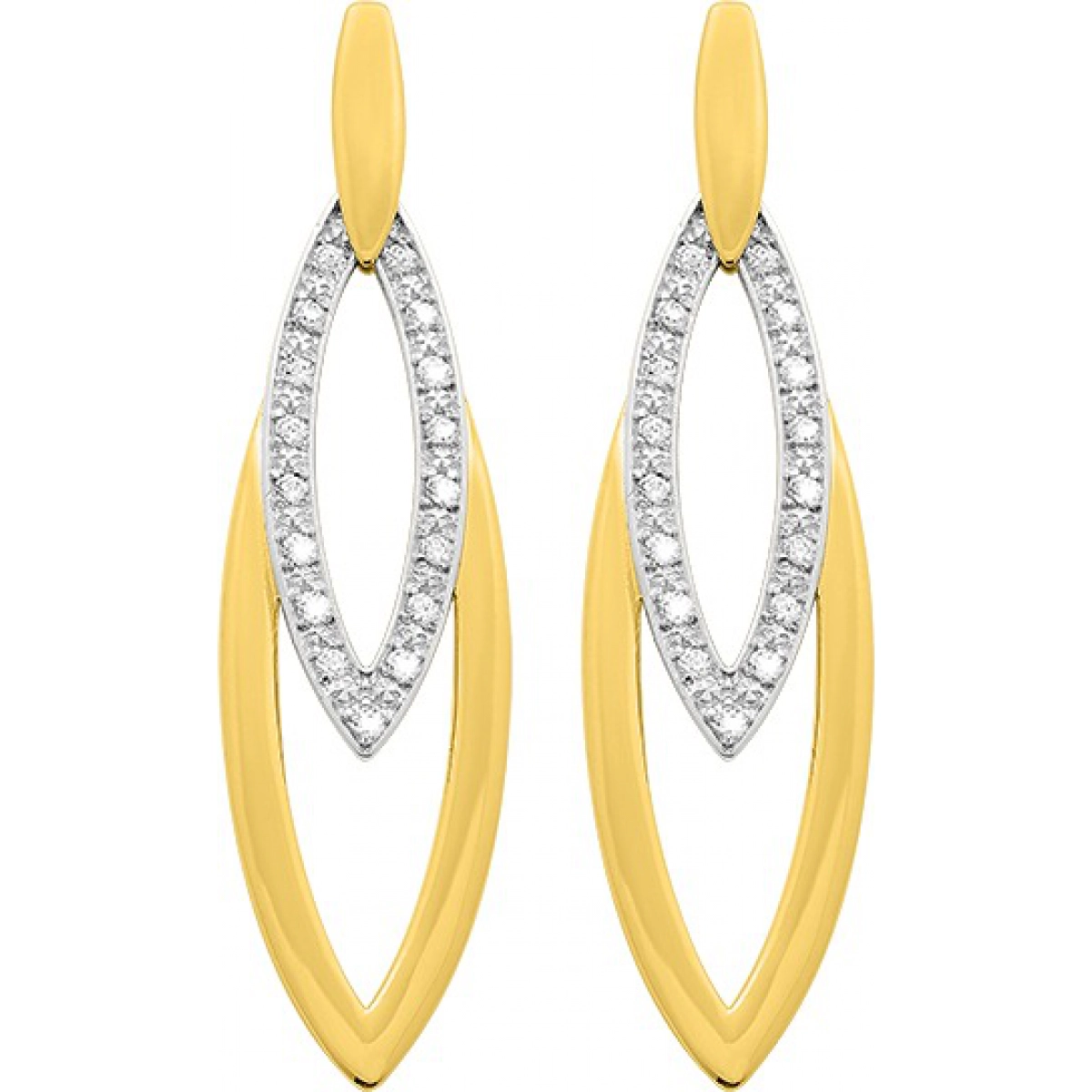 Earrings pair w. cz gold plated Brass Lua Blanca  135985.1.0