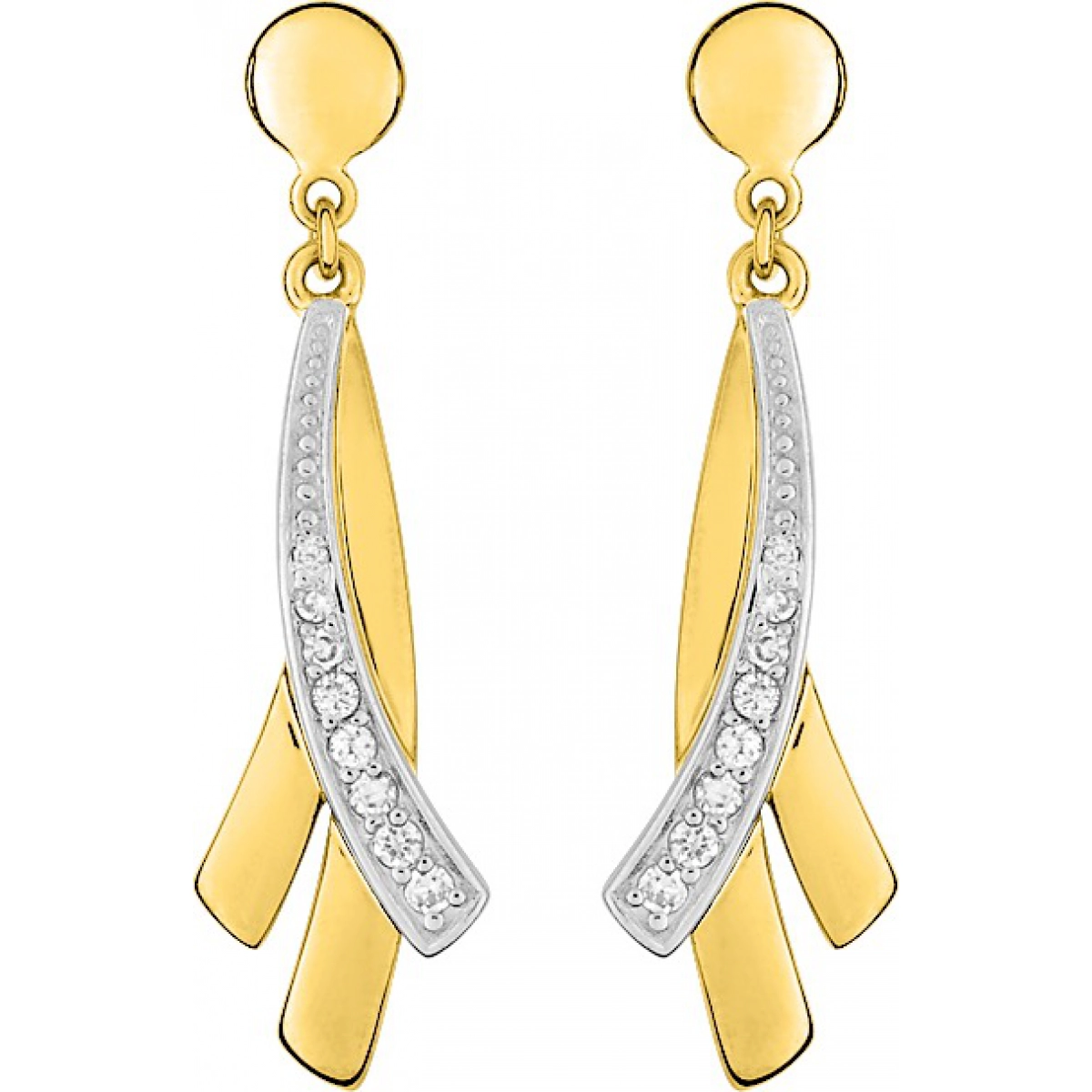 Earrings pair w. cz gold plated Brass 2TG  Lua Blanca  BSWD67Z.0
