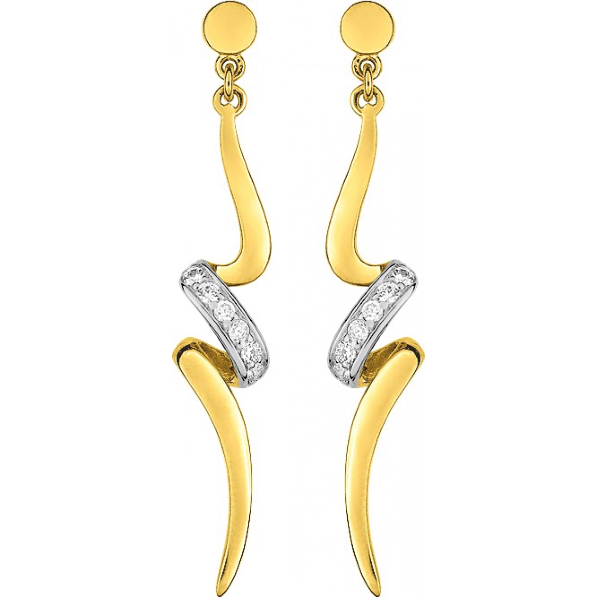Earrings pair w. cz gold plated Brass 2TG  Lua Blanca  BSWG25Z.0