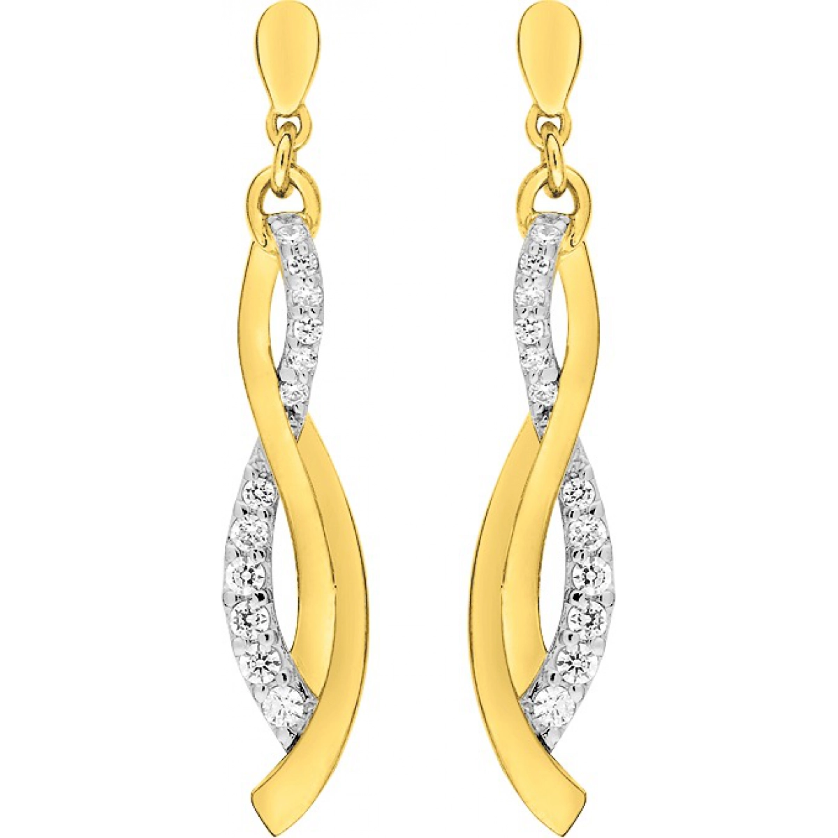 Earrings pair w. cz gold plated Brass 2TG  Lua Blanca  BSWH95Z.0