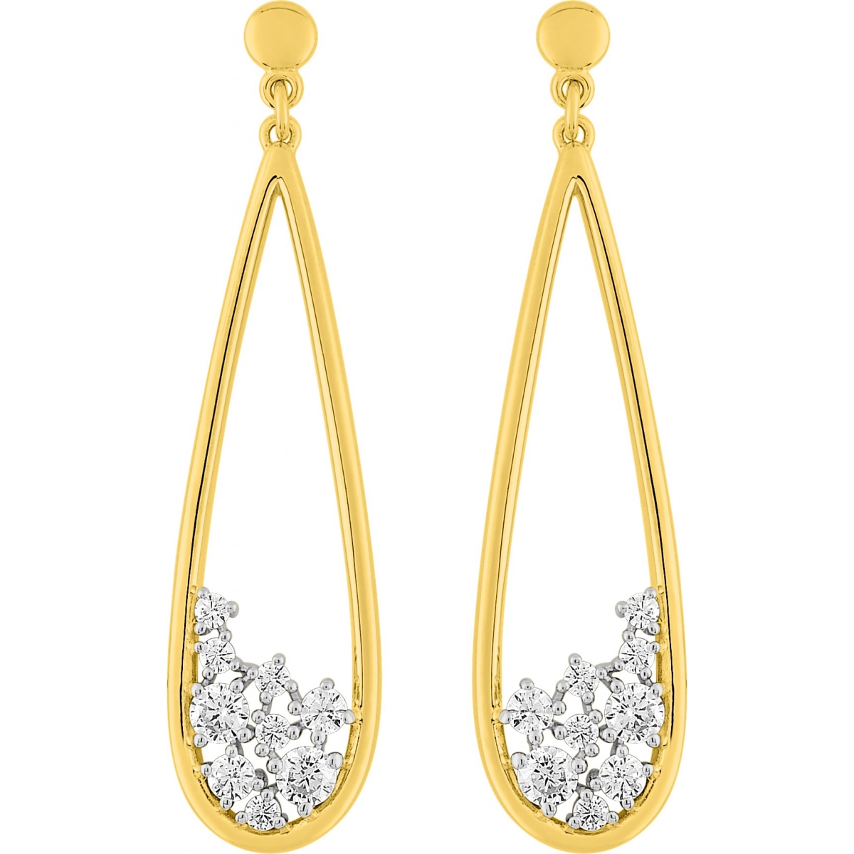 Earrings pair w. cz gold plated Brass - Size: 2TG  Lua Blanca  BSWM07Z.0