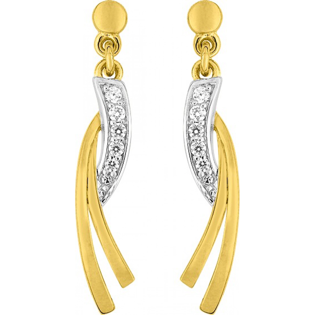 Earrings pair w. cz gold plated Brass 2TG  Lua Blanca  BSWQ17Z.0