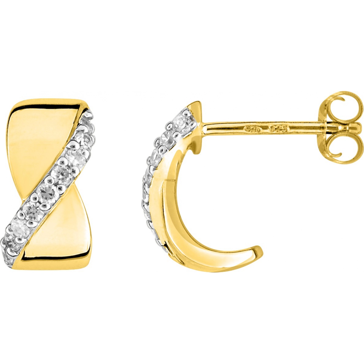 Earrings pair w. cz and rh gold plated Brass  Lua Blanca  BSWU98Z.0