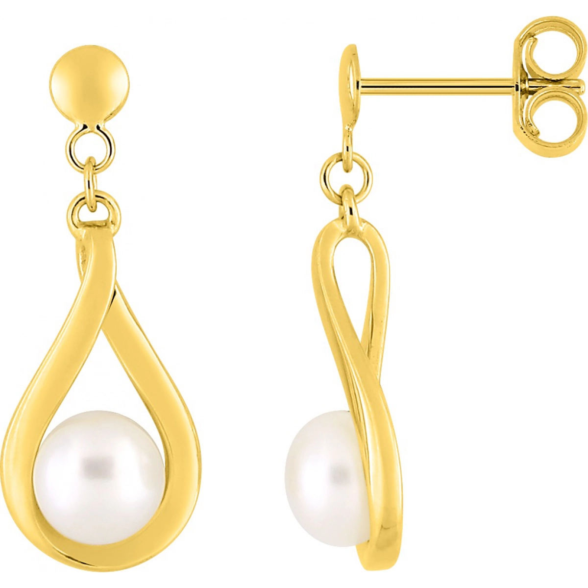 Earrings pair w. cultured fresh water pearl 18K YG  Lua Blanca  2.7158.P0.0