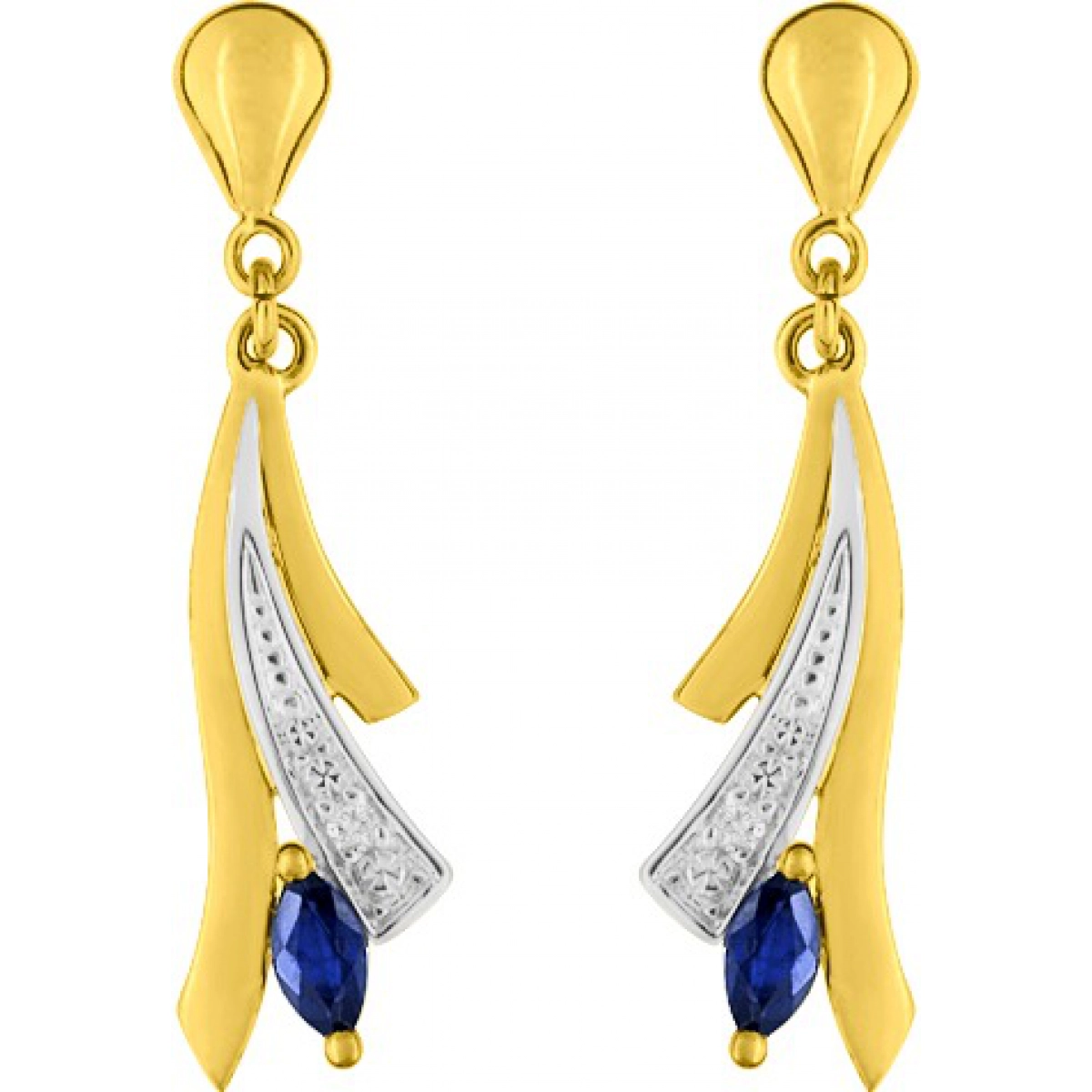 Earrings pair w. diam 0.008ct and sapphire 9K 2TG  Lua Blanca  39PW41BSB.0