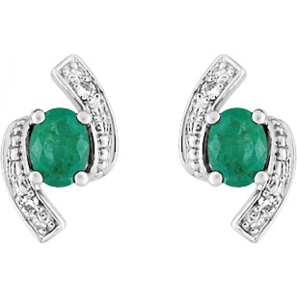 Earrings pair w. diam 0.012ct and emerald 18K WG  Lua Blanca  MR294GEB4.0