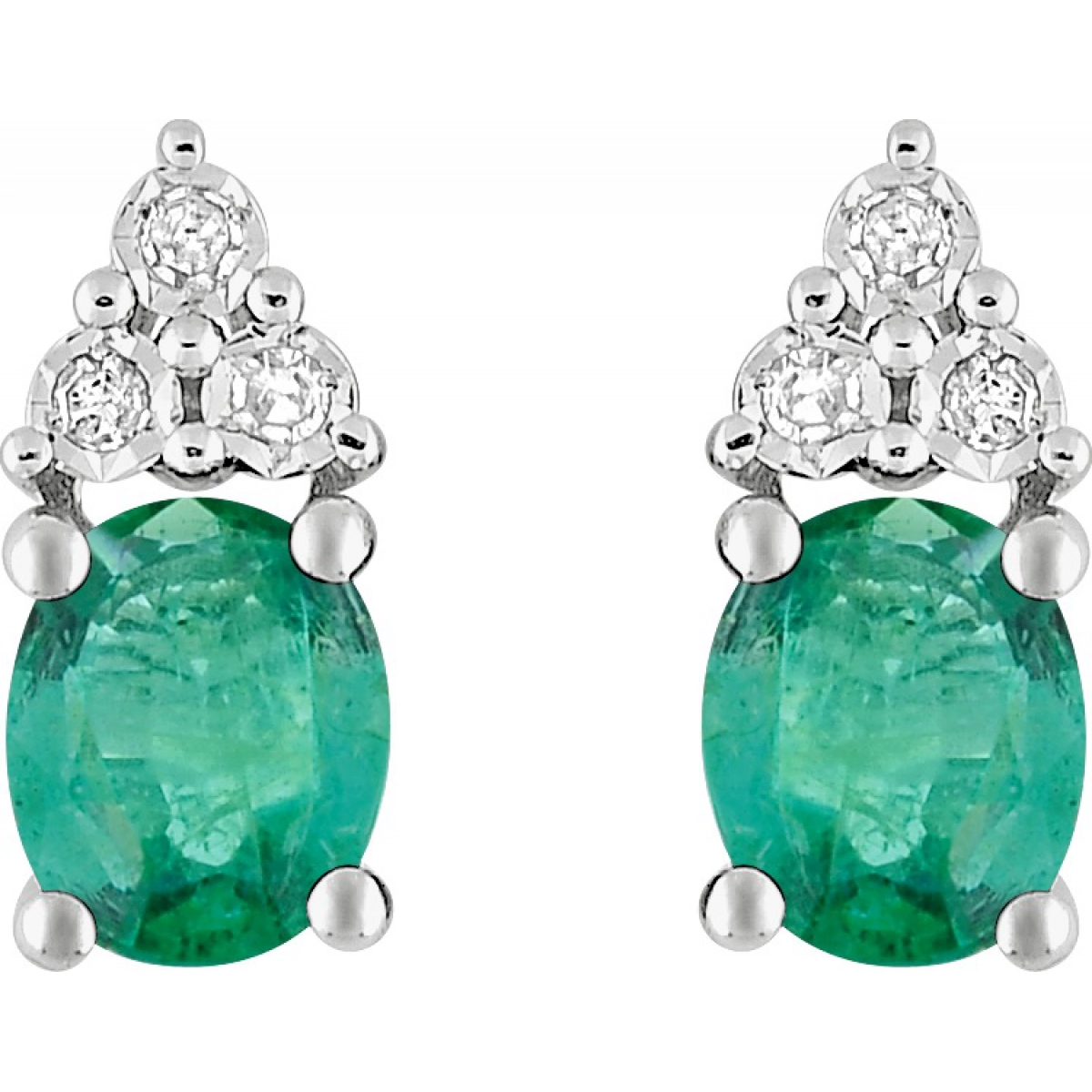 Earrings pair w. diam 0.018ct and emerald 18K WG Lua Blanca  MZ217GEB4.0