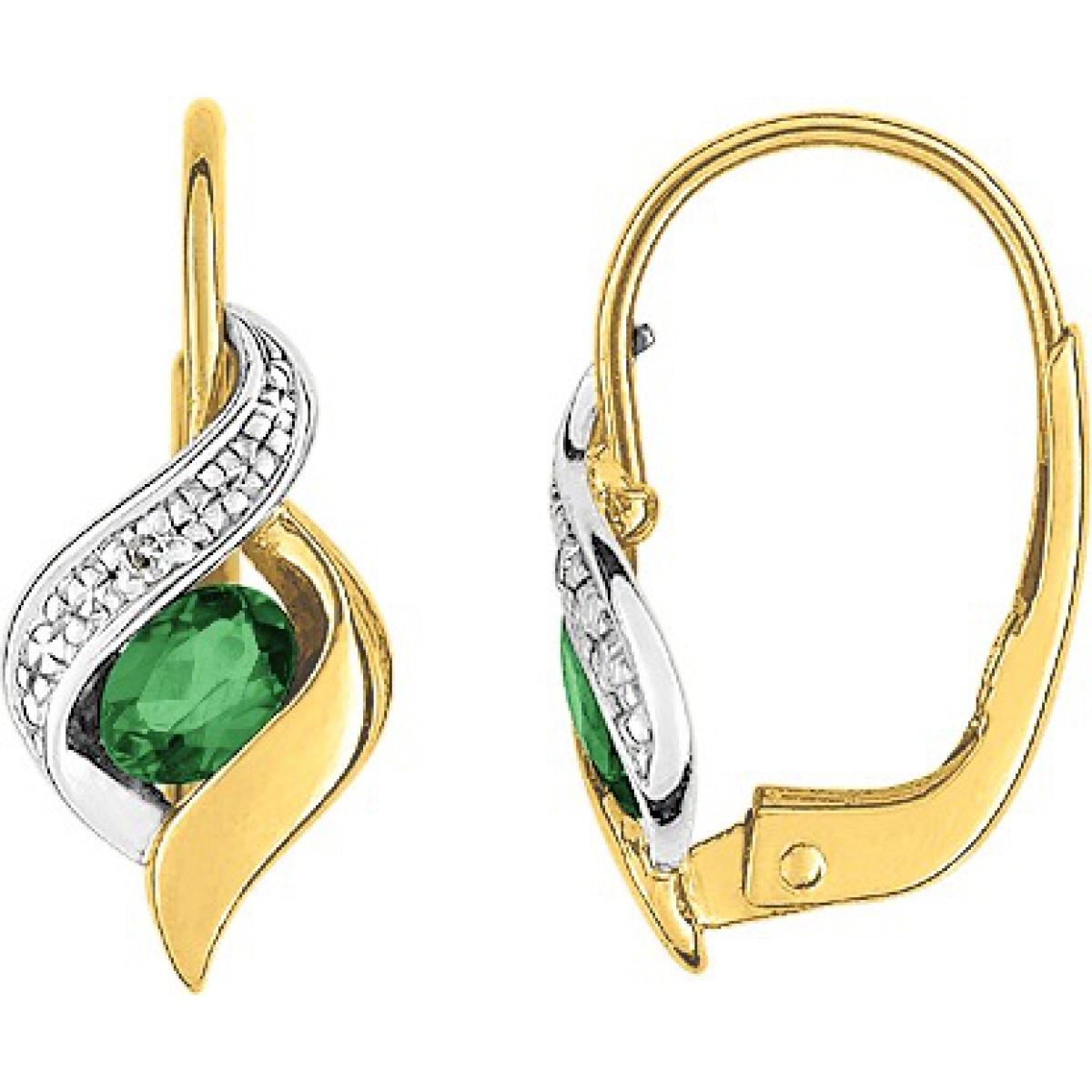 Earrings pair w. diam 0.01ct, emerald and rhod 18K YG  Lua Blanca  MC384BEB5.0