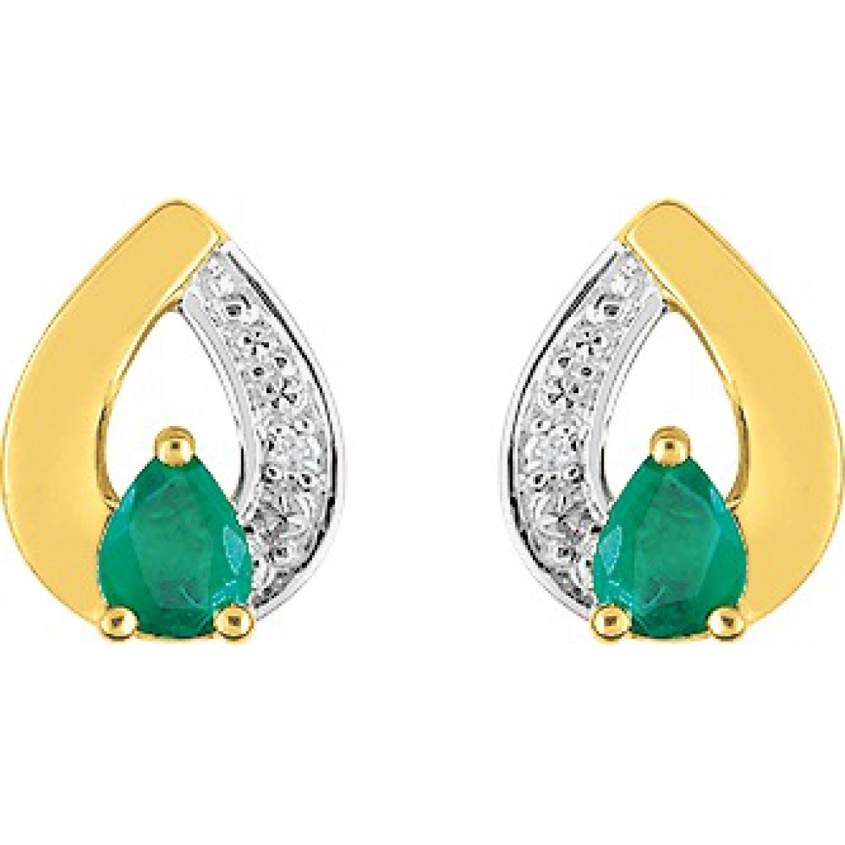 Earrings pair w. diam 0.01ct GHP1P2 and emerald with rh 18K YG  Lua Blanca  MK203BEB5.0