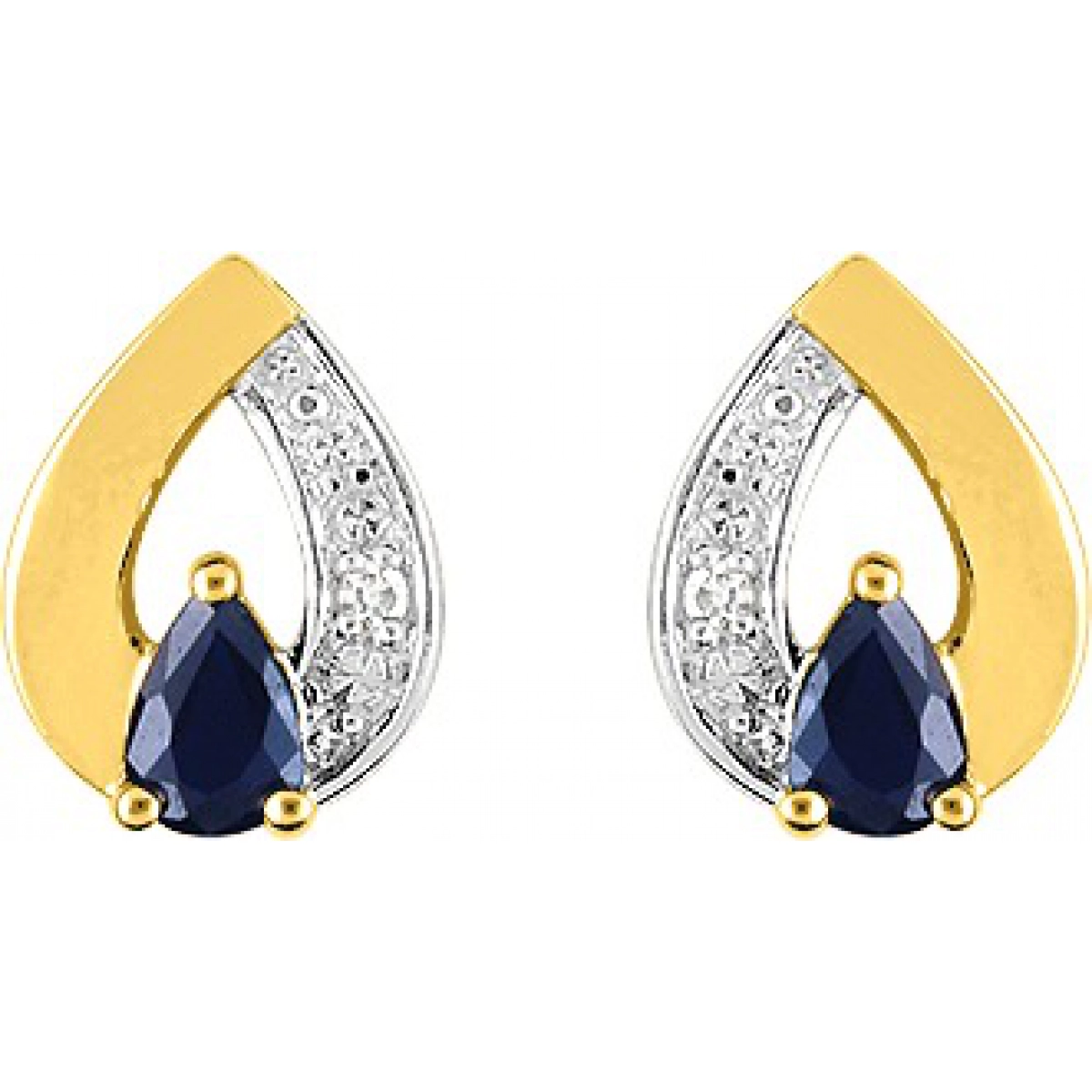 Earrings pair w. diam 0.01ct GHP1P2 and sapphire with rh 18K YG  Lua Blanca  MK203BSB5.0