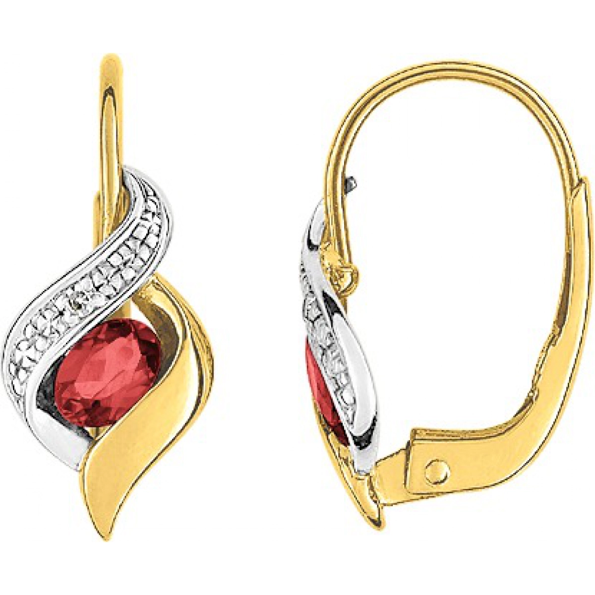 Earrings pair w. diam 0.01ct, ruby and rhod 18K YG  Lua Blanca  MC384BRB5.0