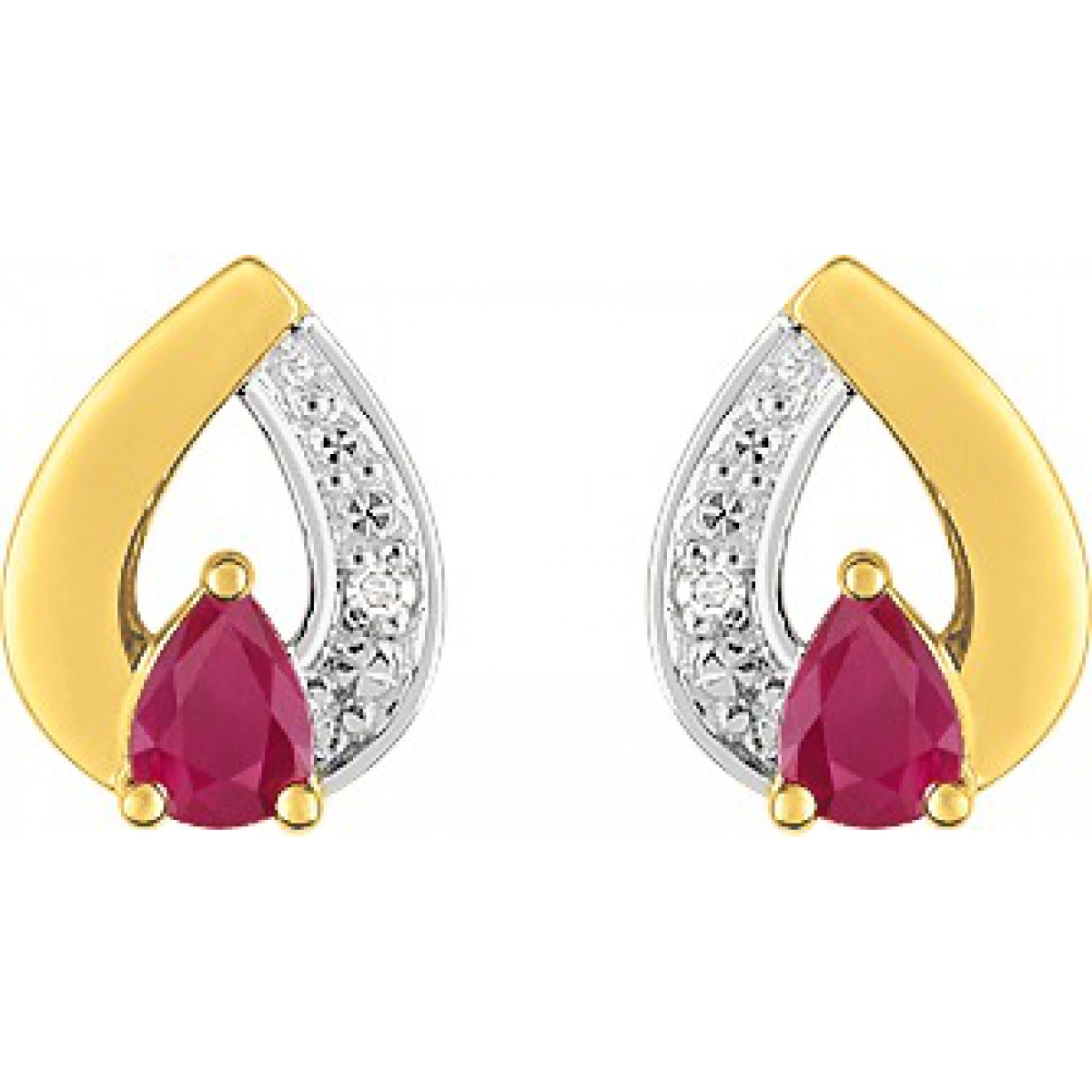 Earrings pair w. diam 0.01ct and ruby with rh 18K YG  Lua Blanca  MK203BRB5.0