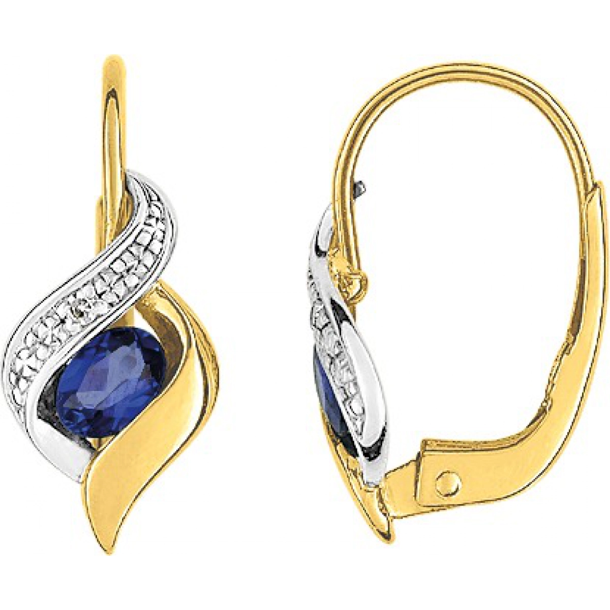 Earrings pair w. diam 0.01ct and sapphire 18K 2TG  Lua Blanca  MC384BSB5.0