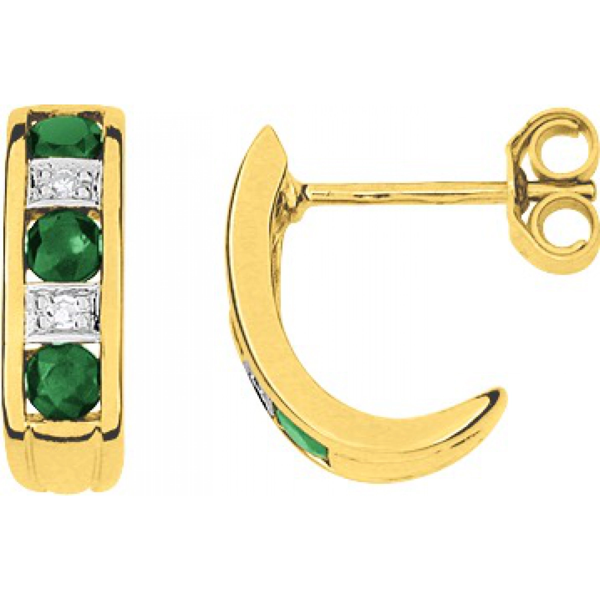 Earrings pair w. diam 0.02ct, emerald and rhod 18K YG  Lua Blanca  MV253BEB5.0