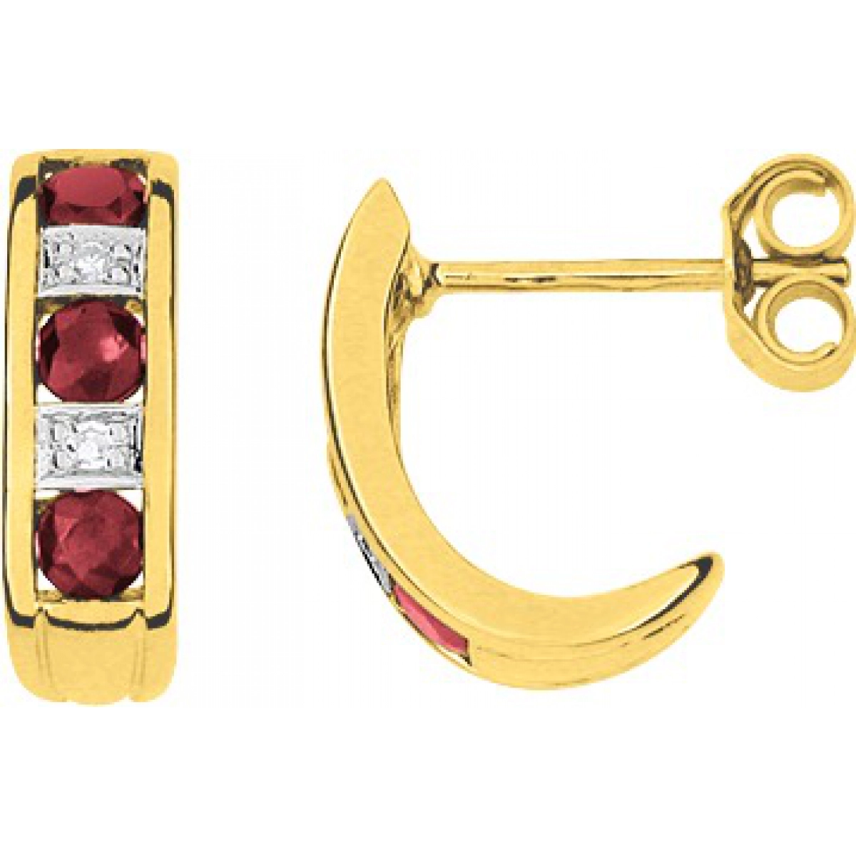 Earrings pair w. diam 0.02ct, ruby and rhod 18K YG  Lua Blanca  MV253BRB5.0