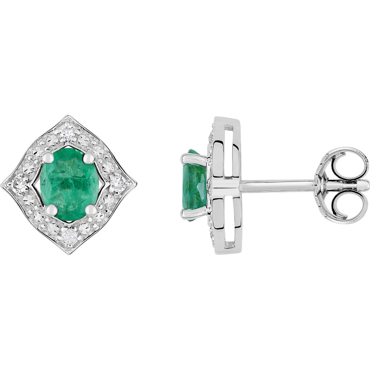 Earrings pair w. diam 0.048ct and emerald 18K WG Lua Blanca  MA202GEB4.0