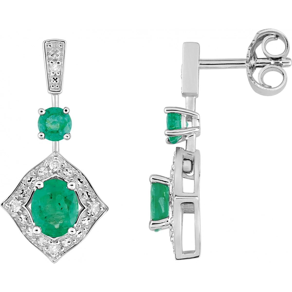 Earrings pair w. diam 0.056ct and emerald 18K WG Lua Blanca  NC647MLJ3 