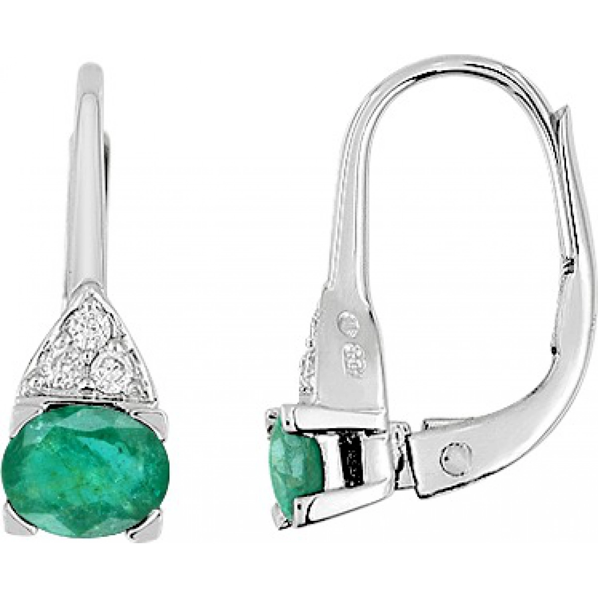 Earrings pair w. diam 0.06ct GHSI and emerald 18K WG Lua Blanca  9VF312GEB.0