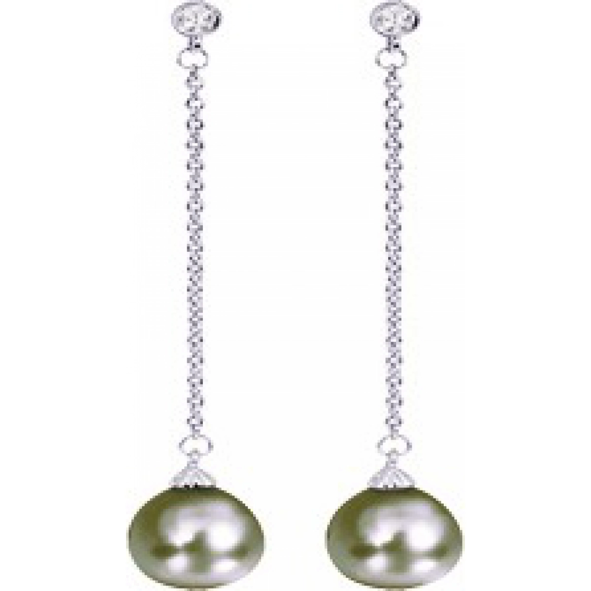 Earrings pair w. diam 0.07ct and cult tahitian pearl 18K WG  Lua Blanca  2.305.Q1.0