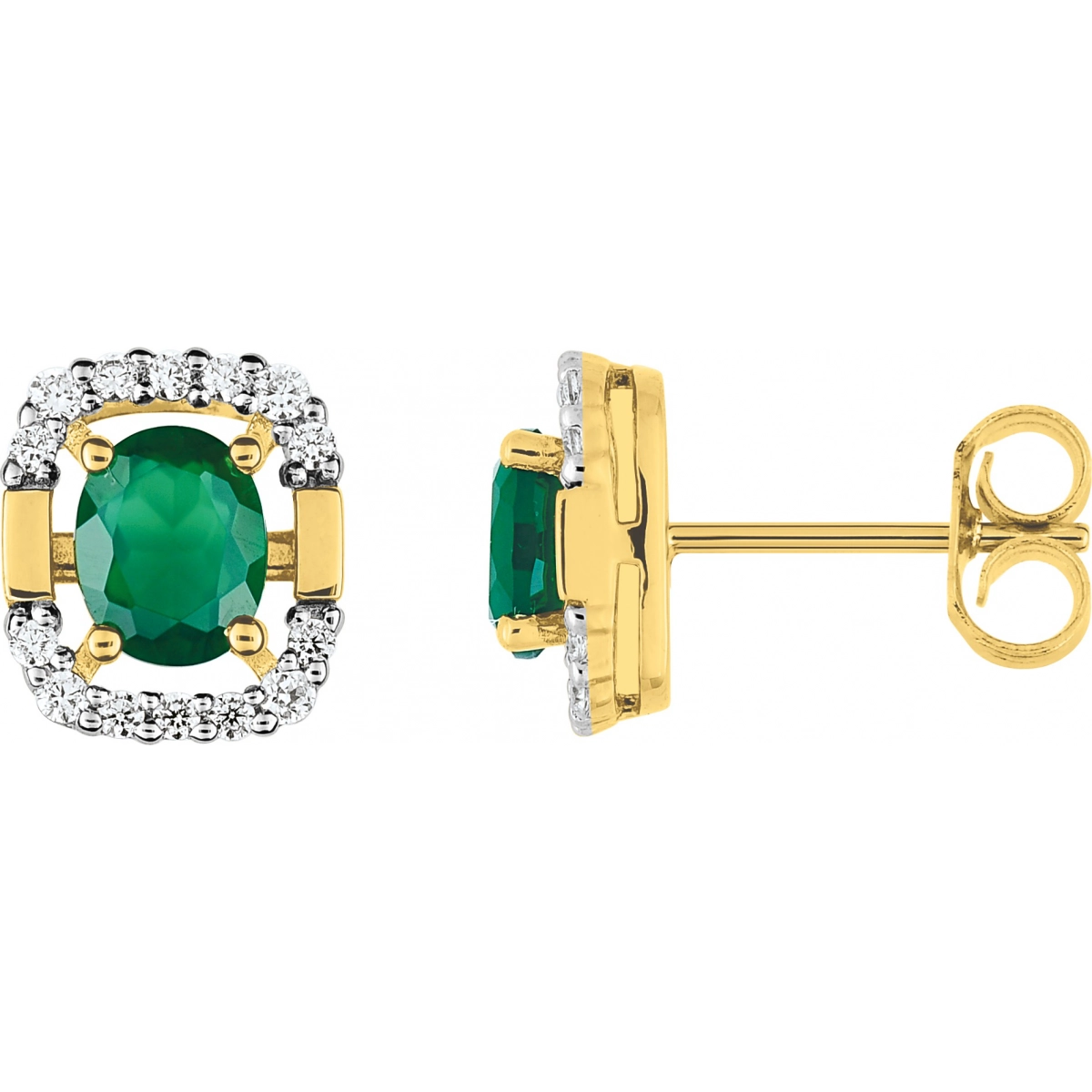 Earrings pair w. diam 0.136ct and emerald with rh18K YG  Lua Blanca  MB216BEB3.0