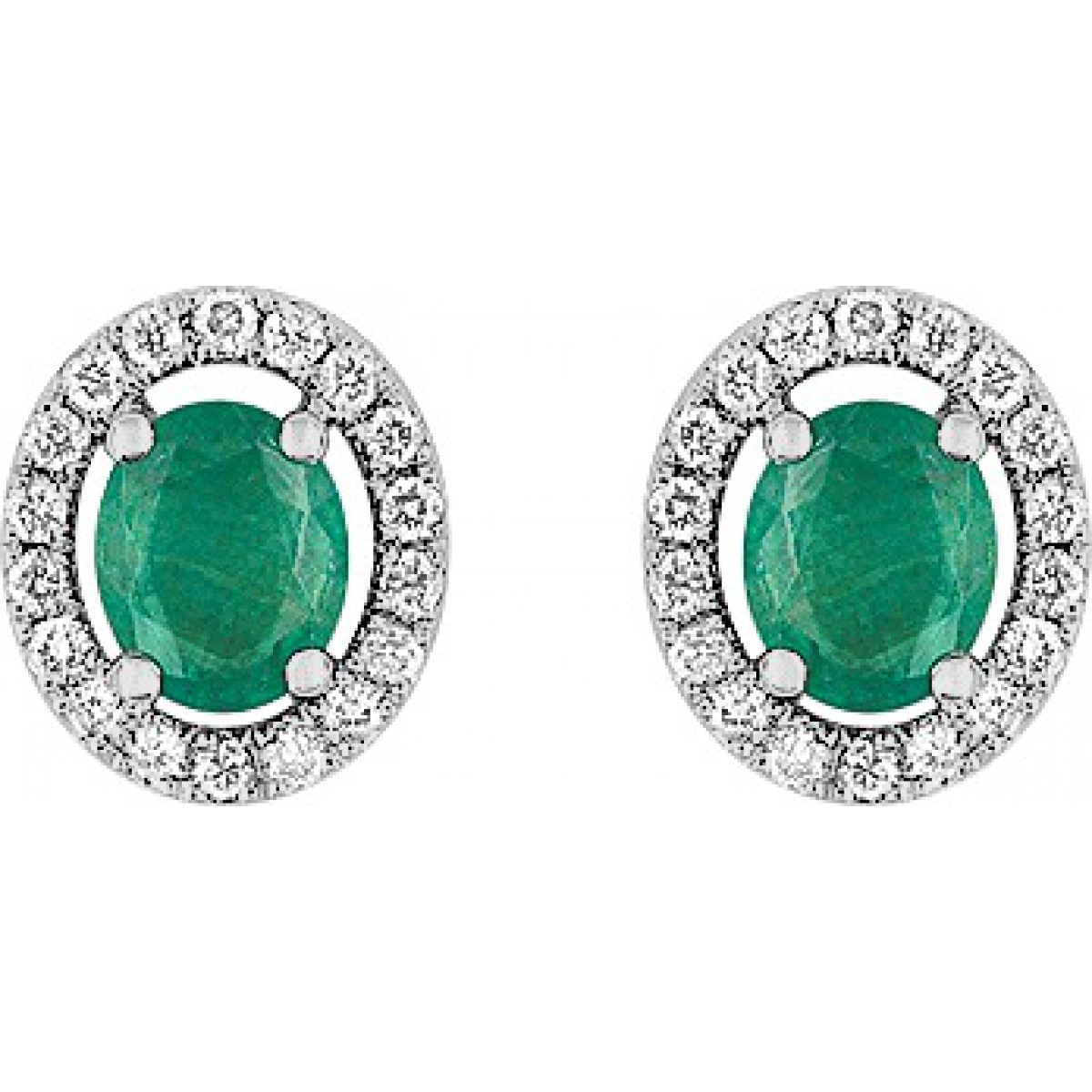 Earrings pair w. diam 0.18ct and emerald 18K WG Lua Blanca  9VK240GEB.0