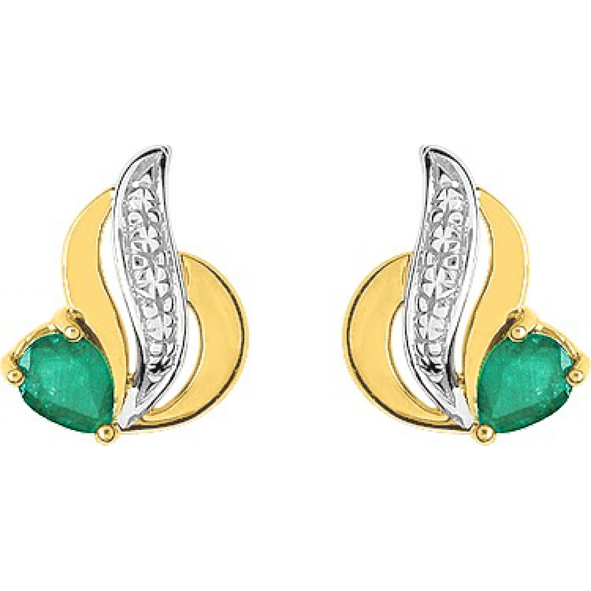 Earrings pair w. emerald 18K 2TG  Lua Blanca  GG229BE.0