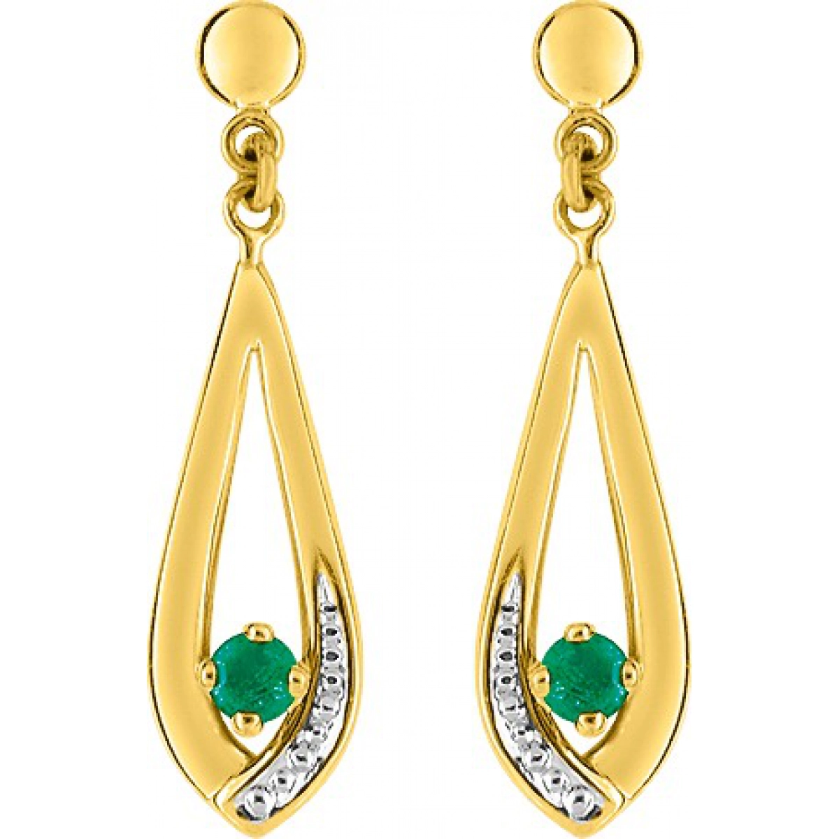 Earrings pair w. emerald 18K 2TG  Lua Blanca  GL302BE.0