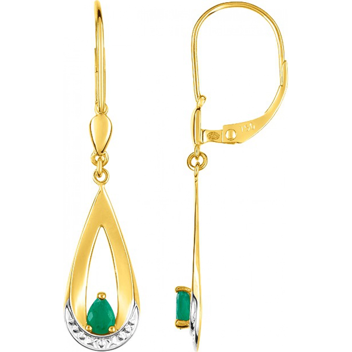 Earrings pair w. emerald 18K 2TG Lua Blanca  GL383BE.0