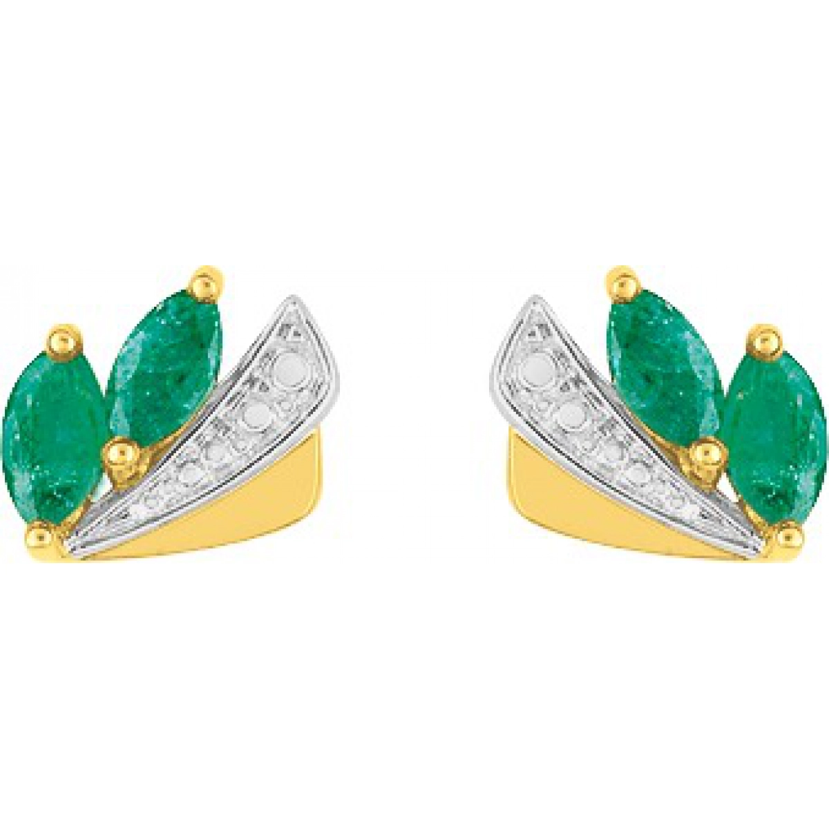 Earrings pair w. emerald 18K 2TG Lua Blanca  IJ231BE.0