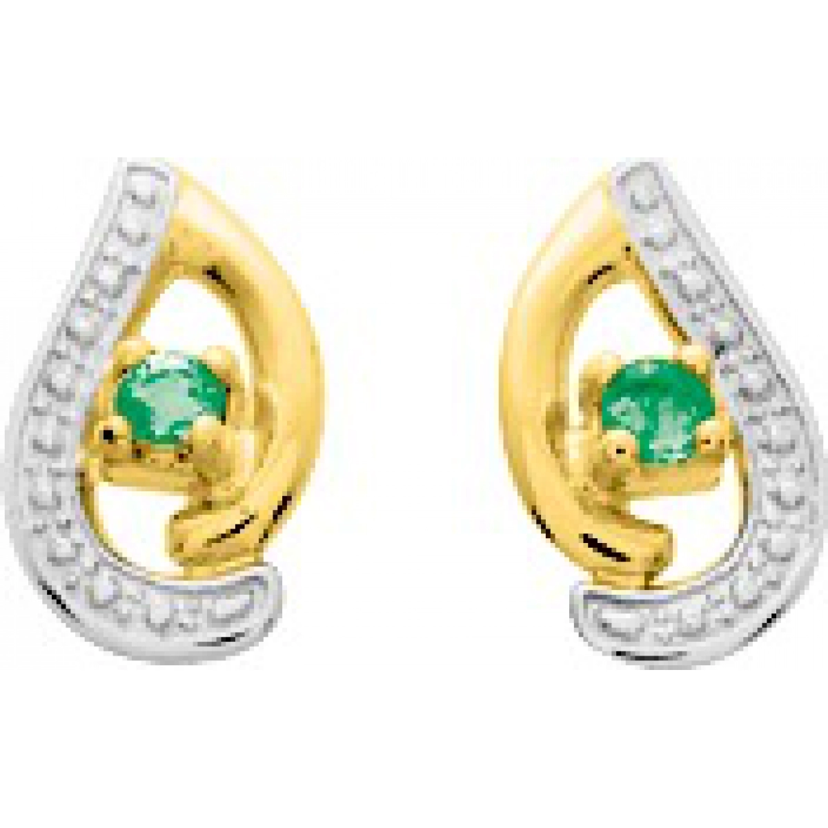 Earrings pair w. emerald 18K YG Lua Blanca  2.078.E3.0