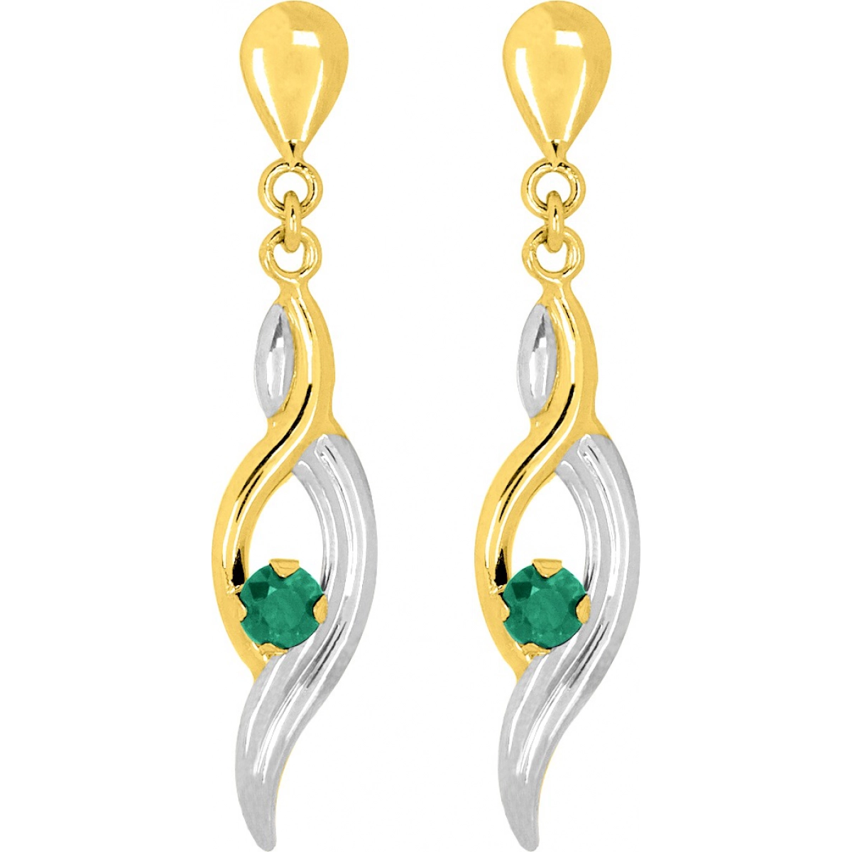 Earrings pair w. emerald rh18K YG  Lua Blanca  8365E.0