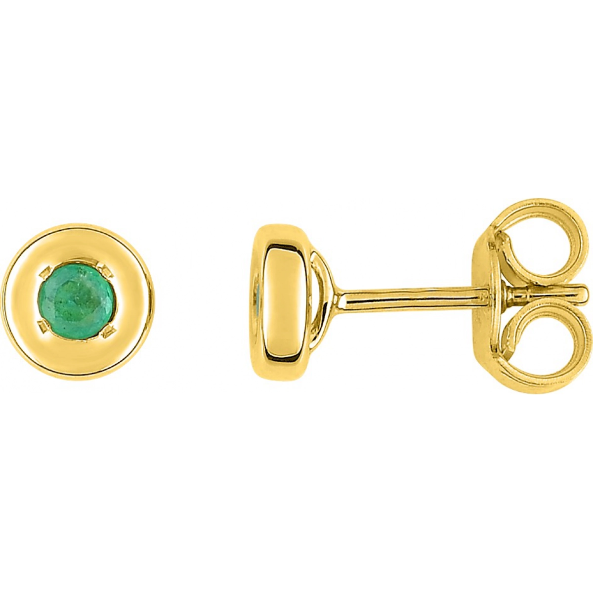 Earrings pair w. emerald 2.5mm 18K YG  Lua Blanca  1814E.0