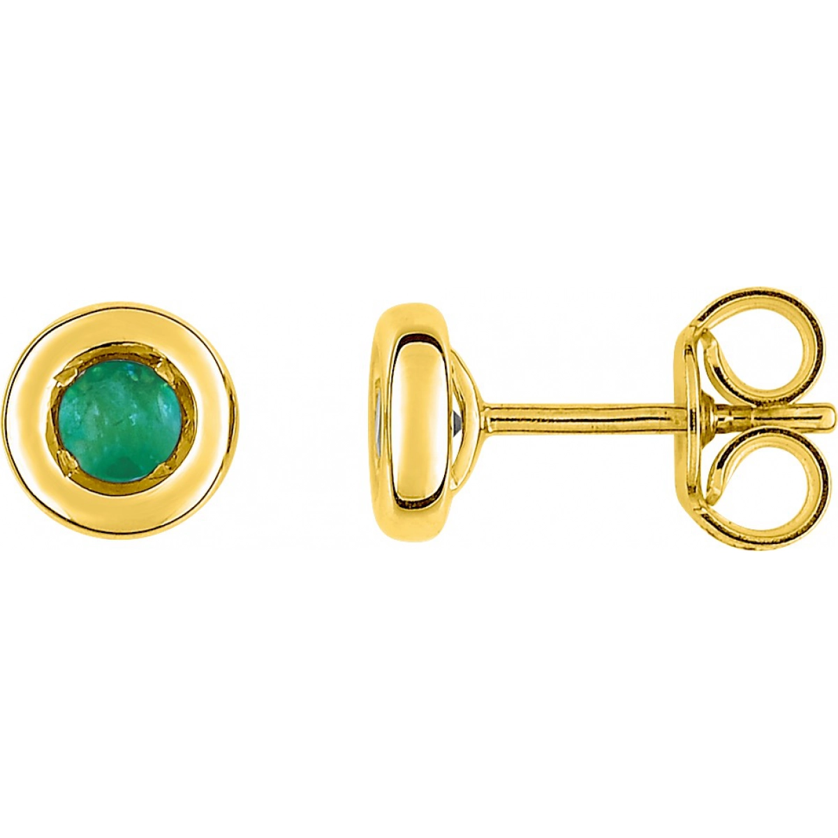 Earrings pair w. emerald 3mm 18K YG  Lua Blanca  1815E.0