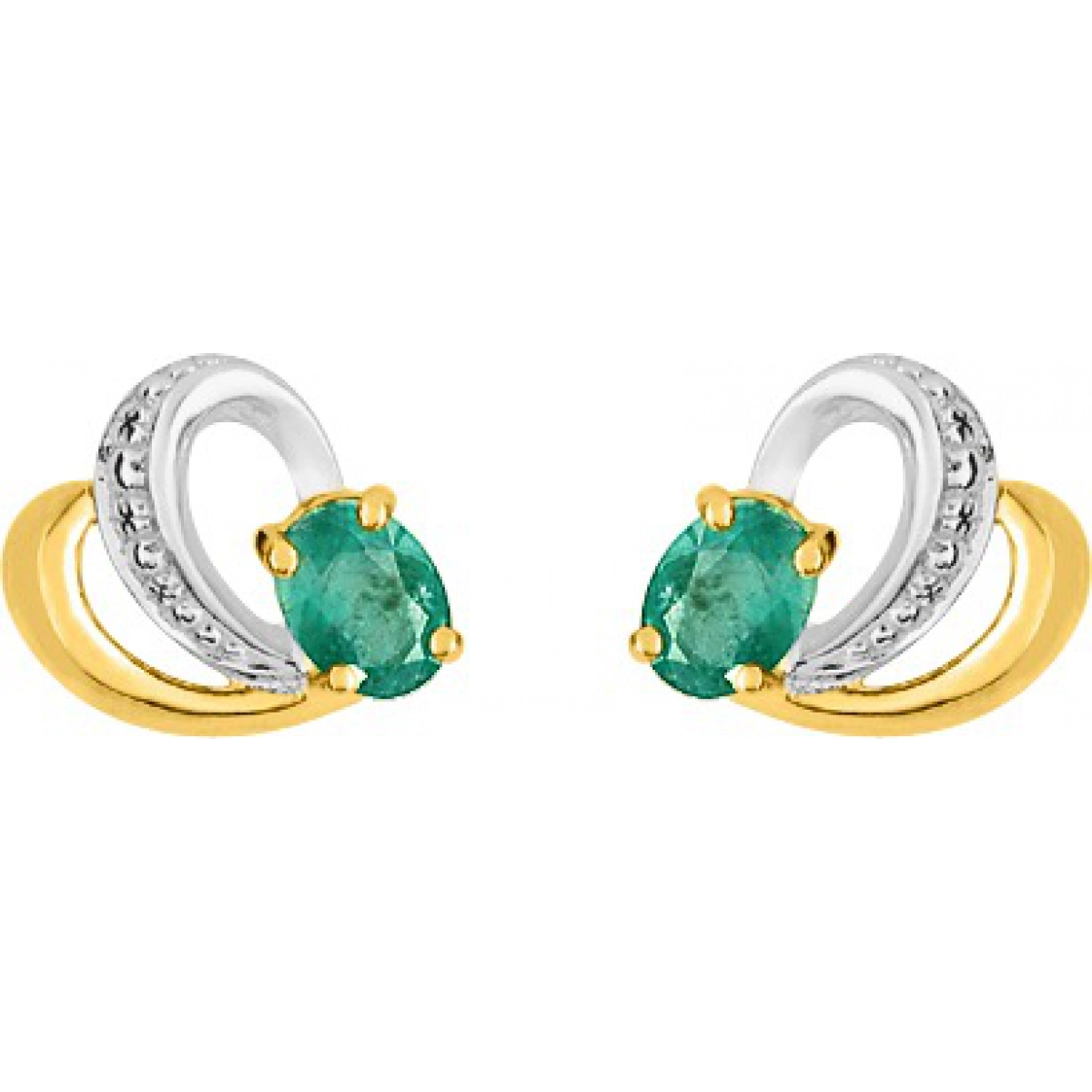 Earrings pair w. emerald 9K 2TG Lua Blanca  2JF10BE.0